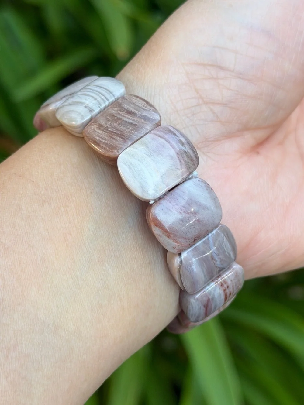 6.75 inches stretchable petrified wood soft bangle‎ 1535